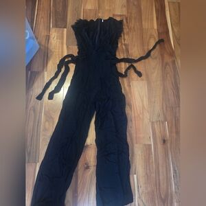 Free People Women’s Jumpsuit Black V Neck Sleeveless Tie Sides Size 6